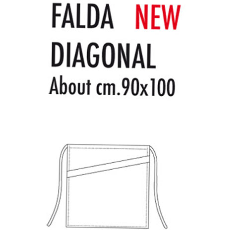 Falda Oblique Ego Chef cm. 100x90 Cotton Rich, Bianca con Diagonale Nera