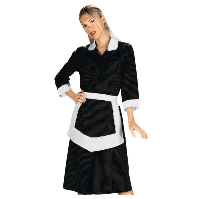 Camice donna Antille con grembiule Vienna nero | Manica 3/4