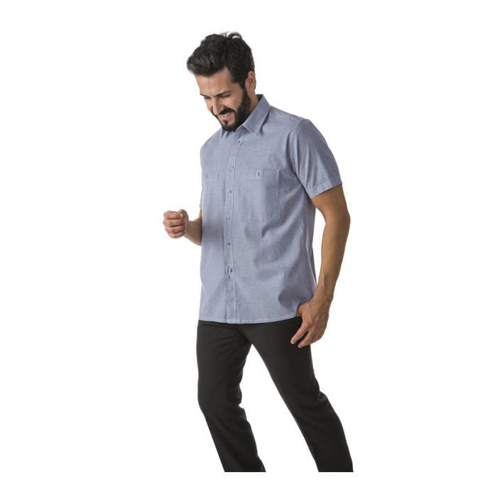 Camicia da Uomo Azzurro manica corta Chambray Elba ML