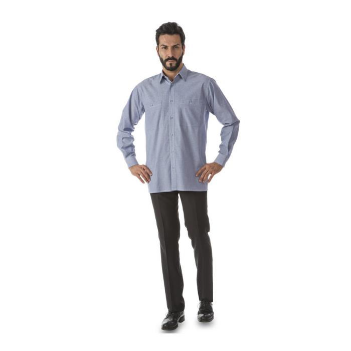 Camicia da Uomo Azzurro manica lunga Chambray Elba ML