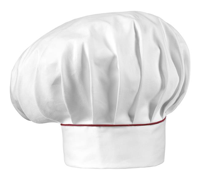 Cappello Cuoco Bianco con profilo Bordeaux Piping