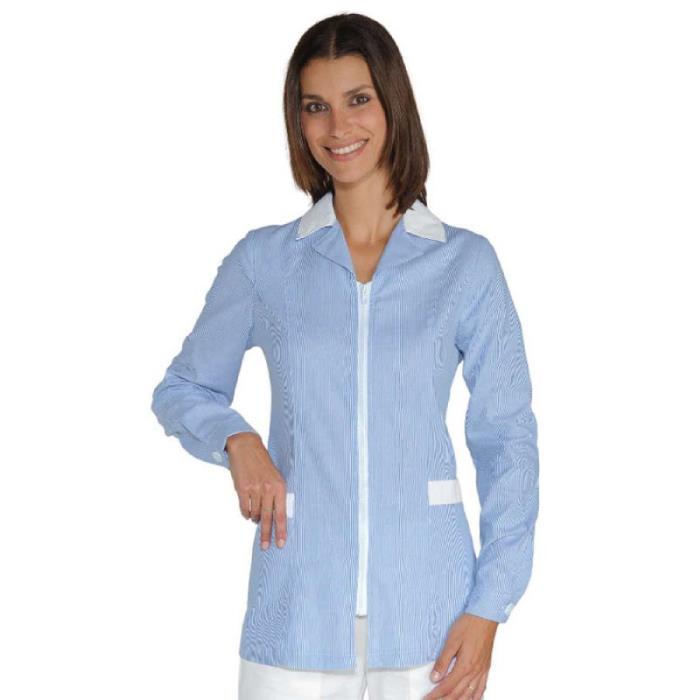 Casacca scolastica Barcellona Rigatino Azzurro/Bianco | Manica lunga