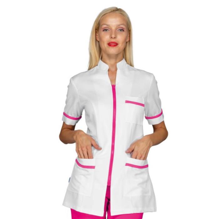 Casacca donna da parrucchiera Florida Bohème Bianco/Fuxia