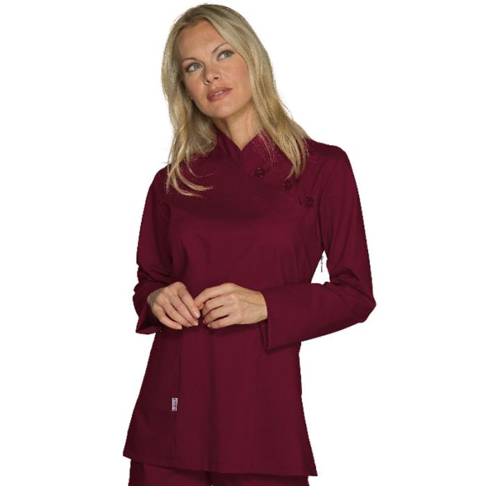 Casacca estetista da donna Taipei Bordeaux