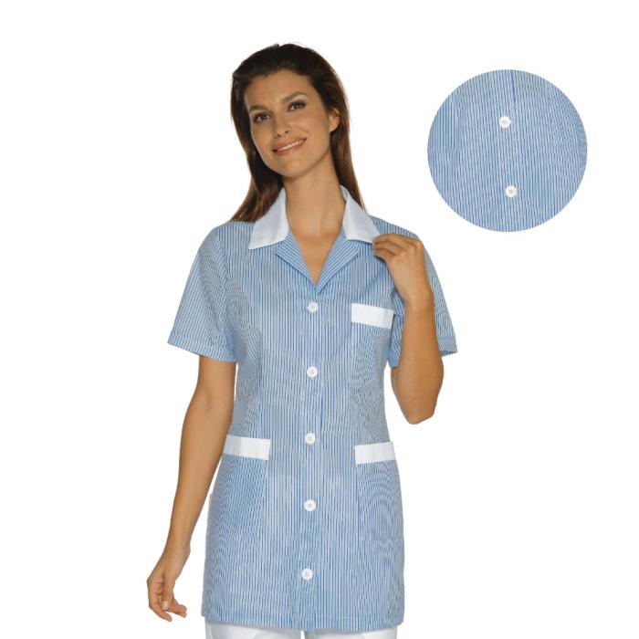 Casacca Marbella Riga Azzurra | 65% Poliestere 35% Cotone | Manica corta