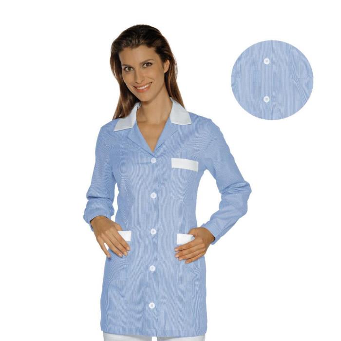 Casacca Marbella Rigatino Azzurro Taglie Forti | 100% Cotone | Manica lunga