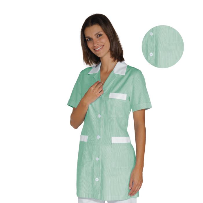 Casacca Marbella Rigatino Verde | 100% Cotone | Manica corta