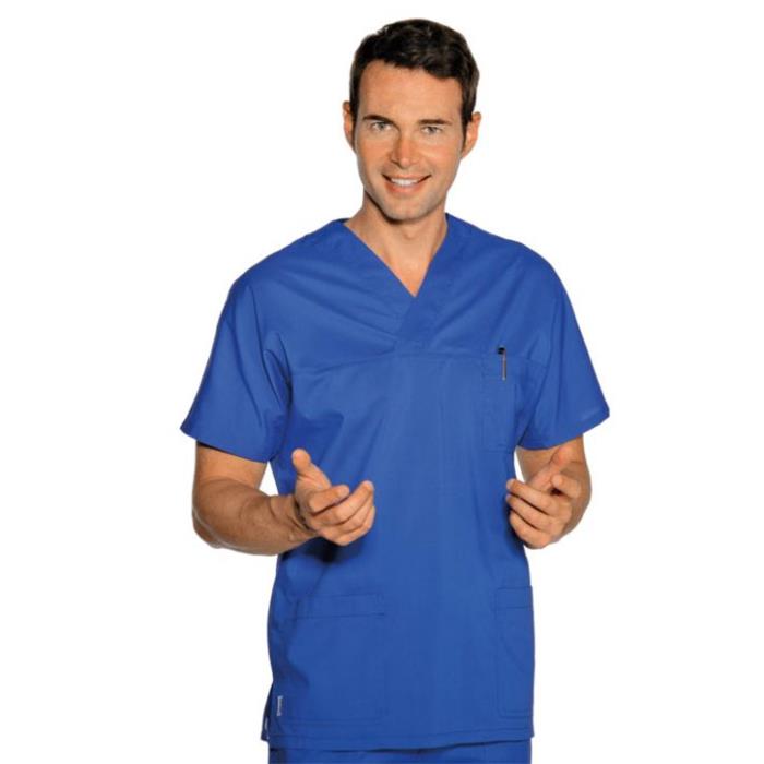 Casacca sanitaria unisex Collo a V Blu Cina