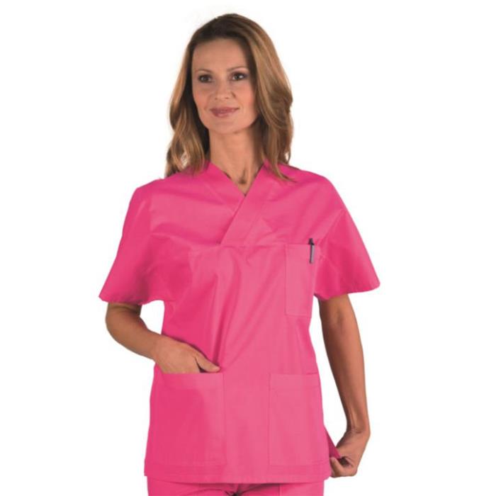 Casacca sanitaria unisex Collo a V Fucsia