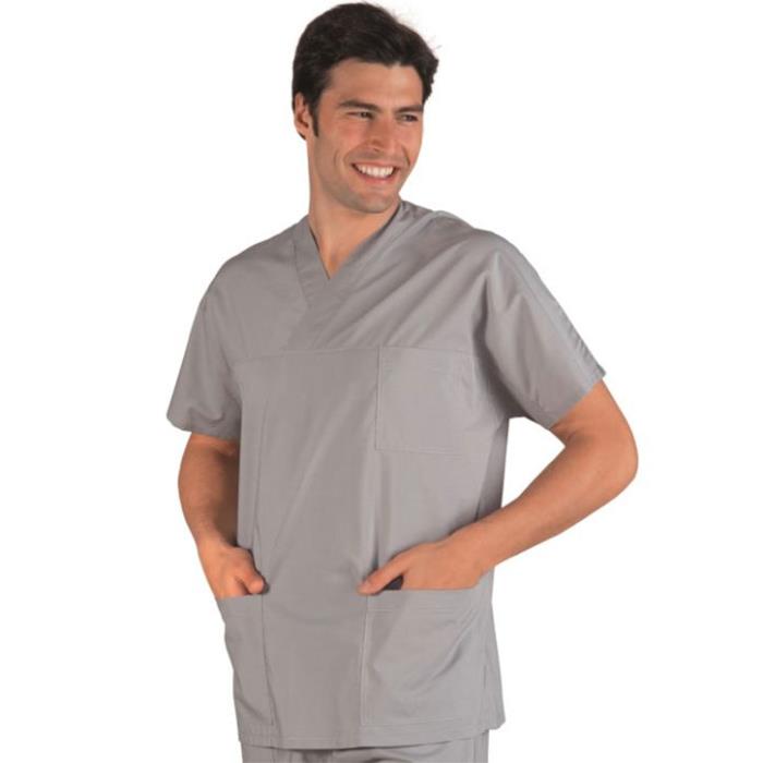 Casacca sanitaria unisex Collo a V Grigio Chiaro