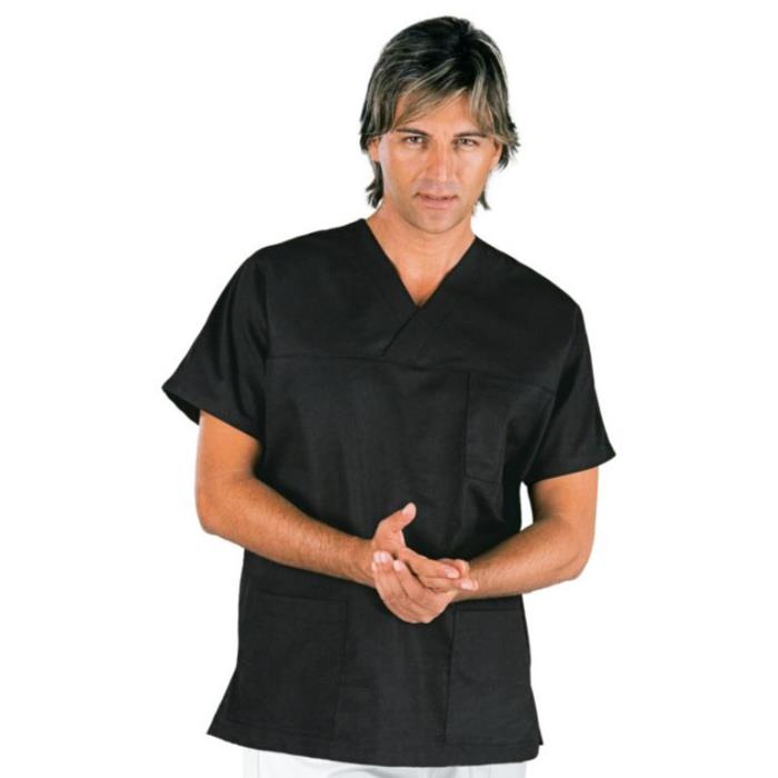 Casacca sanitaria unisex Collo a V Nero