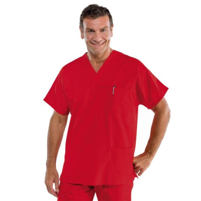 Casacca sanitaria unisex Collo a V Rosso