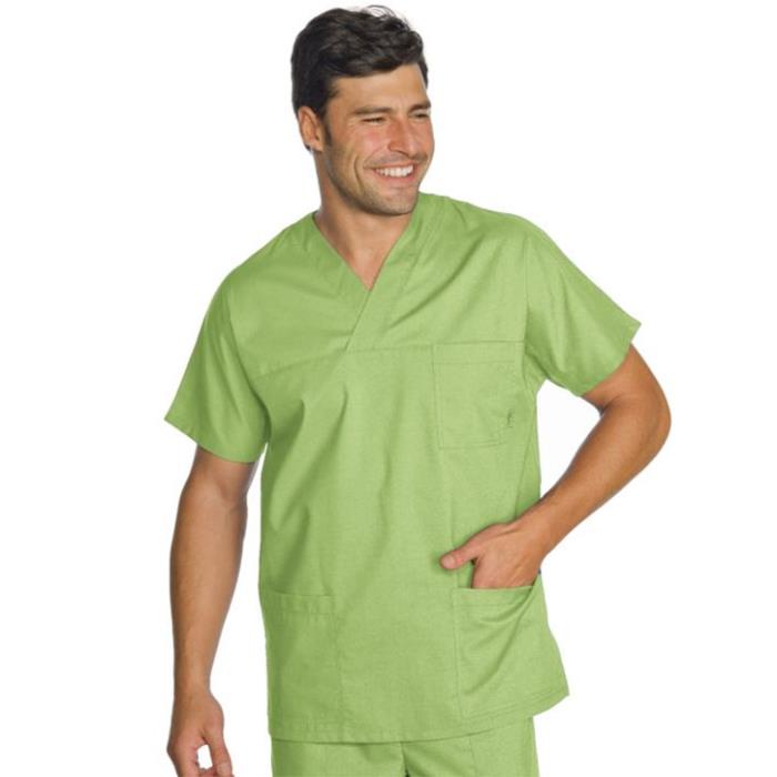 Casacca sanitaria unisex Collo a V Verde Mela