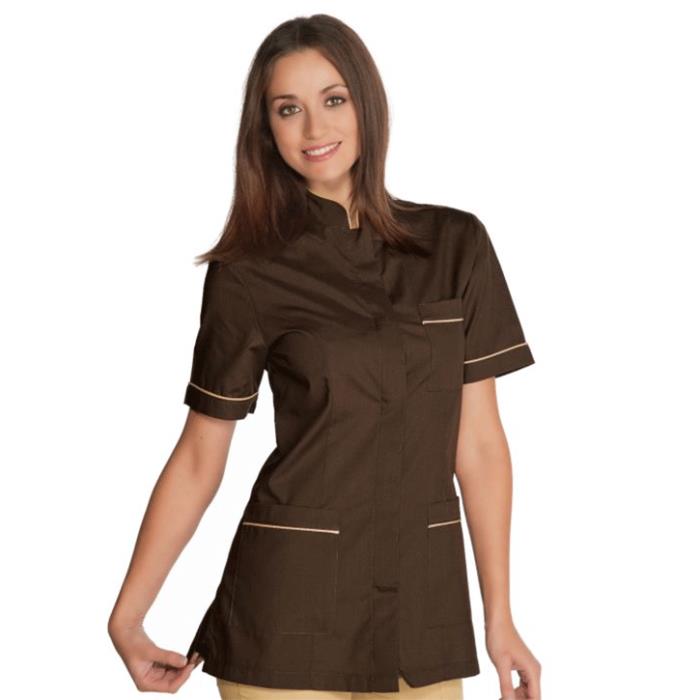 Casacca scolastica donna Panarea Cacao/Biscotto manica corta