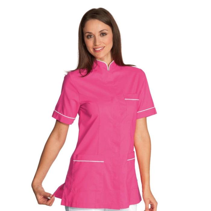 Casacca scolastica donna Panarea Fuxia/Bianco manica corta