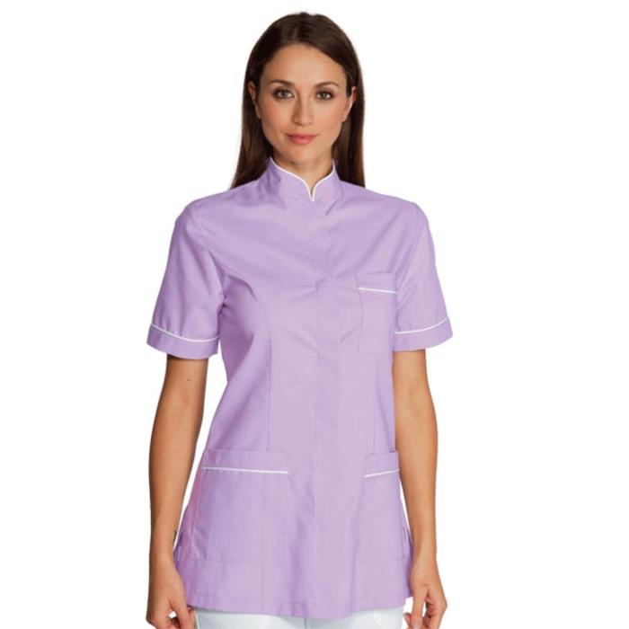 Casacca scolastica donna Panarea Lilla/Bianco manica corta