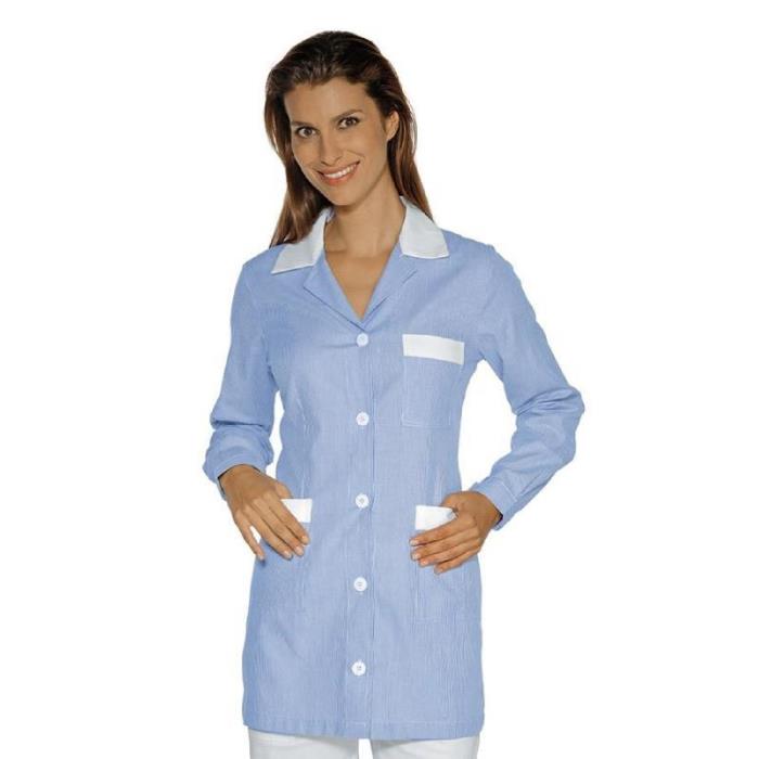 Casacca scolastica Marbella Rigata Azzurro/Bianco - 100% Cotone | Manica lunga