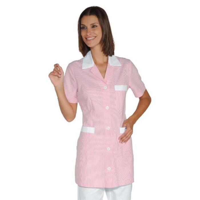 Casacca scolastica Marbella Rigata Rosa/Bianco - 100% Cotone | Manica corta