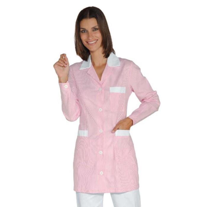 Casacca scolastica Marbella Rigata Rosa/Bianco - 100% Cotone | Manica lunga