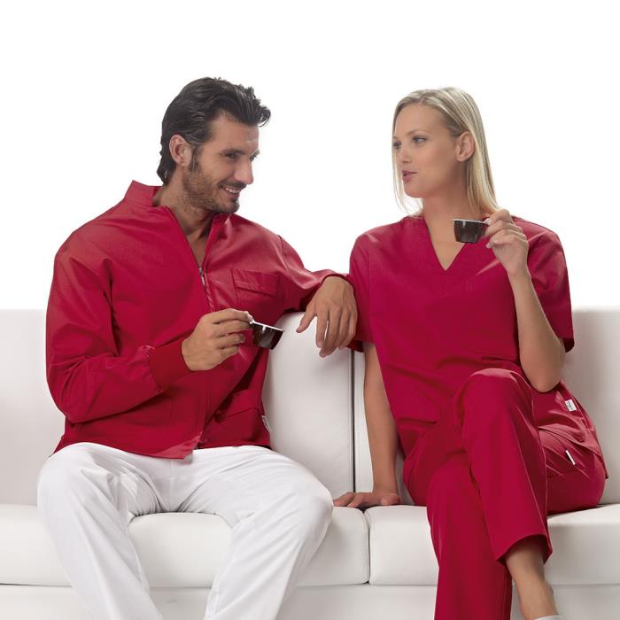 Casacca medicale unisex Nettuno colore rosso corallo