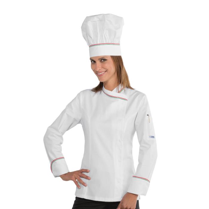 Giacca Cuoco Lady Snaps Bianco+Italy | Manica Lunga | 100% Cotone
