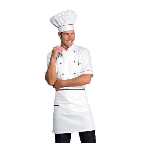 Giacca Cuoco Mezza Manica - Modello Alicante Bianco+Rosso