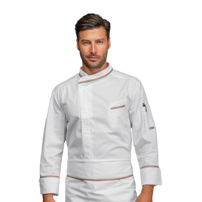 Giacca Cuoco unisex Bilbao Bianco+Italy | Manica Lunga