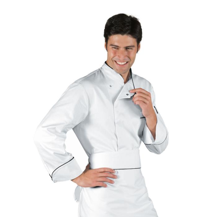 Giacca Cuoco unisex Bilbao Bianco+Nero | Manica Lunga