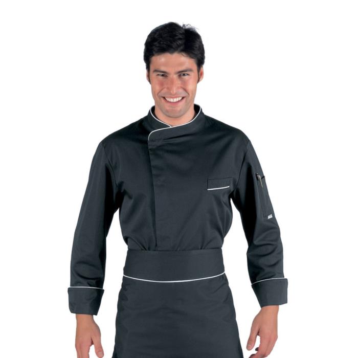 Giacca Cuoco unisex Bilbao Nero+Bianco | Manica Lunga