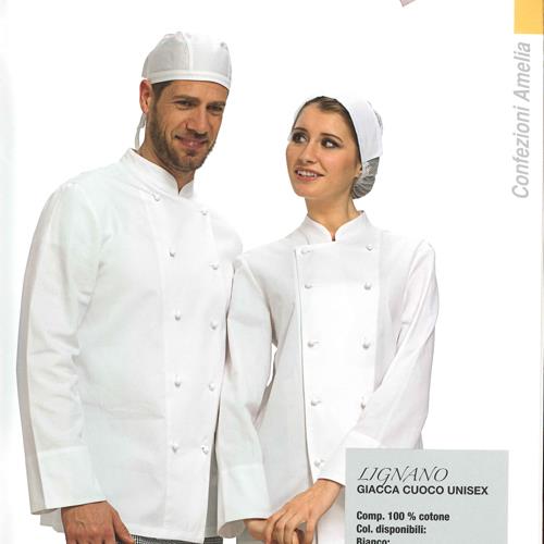 Giacca cuoco unisex, modello Lignano - Bianco