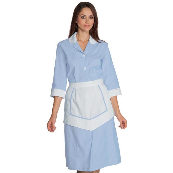 Camice Donna Lipari Con Grembiule Rigatino Azzurro - manica 3/4