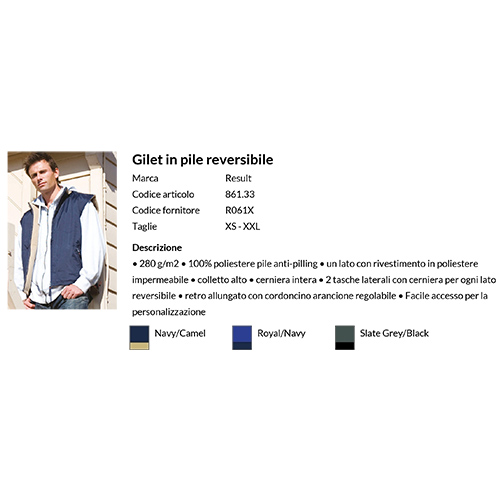 Gilet in Pile Reversibile da Uomo Result