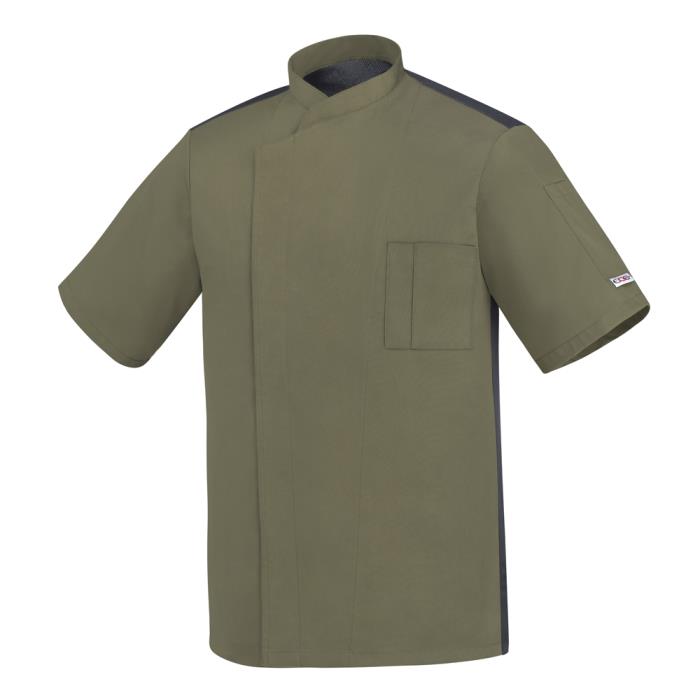 Giacca Cuoco Ottavio Manica Corta in Policotone Colore Olive Green Ego Chef