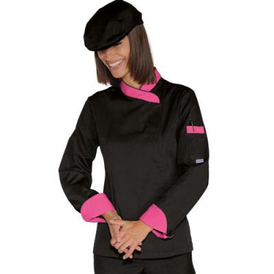 Giacca Cuoco Donna - Modello Lady Snaps - Colore Nero+Fuxia 