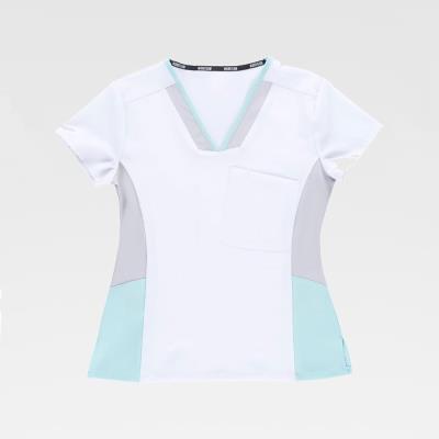 Casacca medica B6951 Bianco/Grigio chiaro/Turchese chiaro