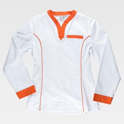 Casacca donna estetista a manica lunga B6200 Bianco/Arancio