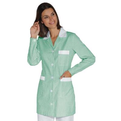 Casacca scolastica Marbella Rigata Verde/Bianco - 100% Cotone | Manica lunga