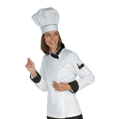 Giacca Cuoco Lady Snaps Bianco+Nero | Manica Lunga | 100% Cotone