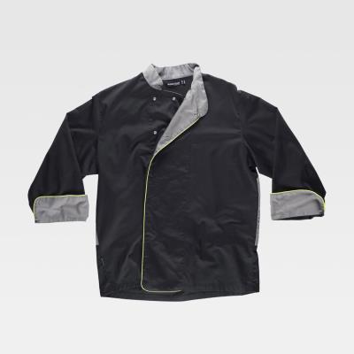 Giacca da cuoco unisex B9240 Nero/Grigio/Giallo