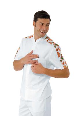 Giacca Pizzaiolo Coreana con Bottoni Isacco - Bianco+Pizza 