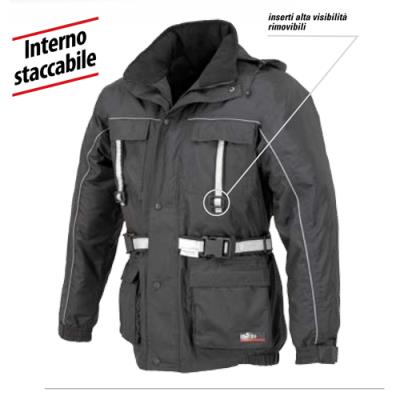 Giubbotto Nero Con Inserti alta visibilità staccabili - taglia 2XL